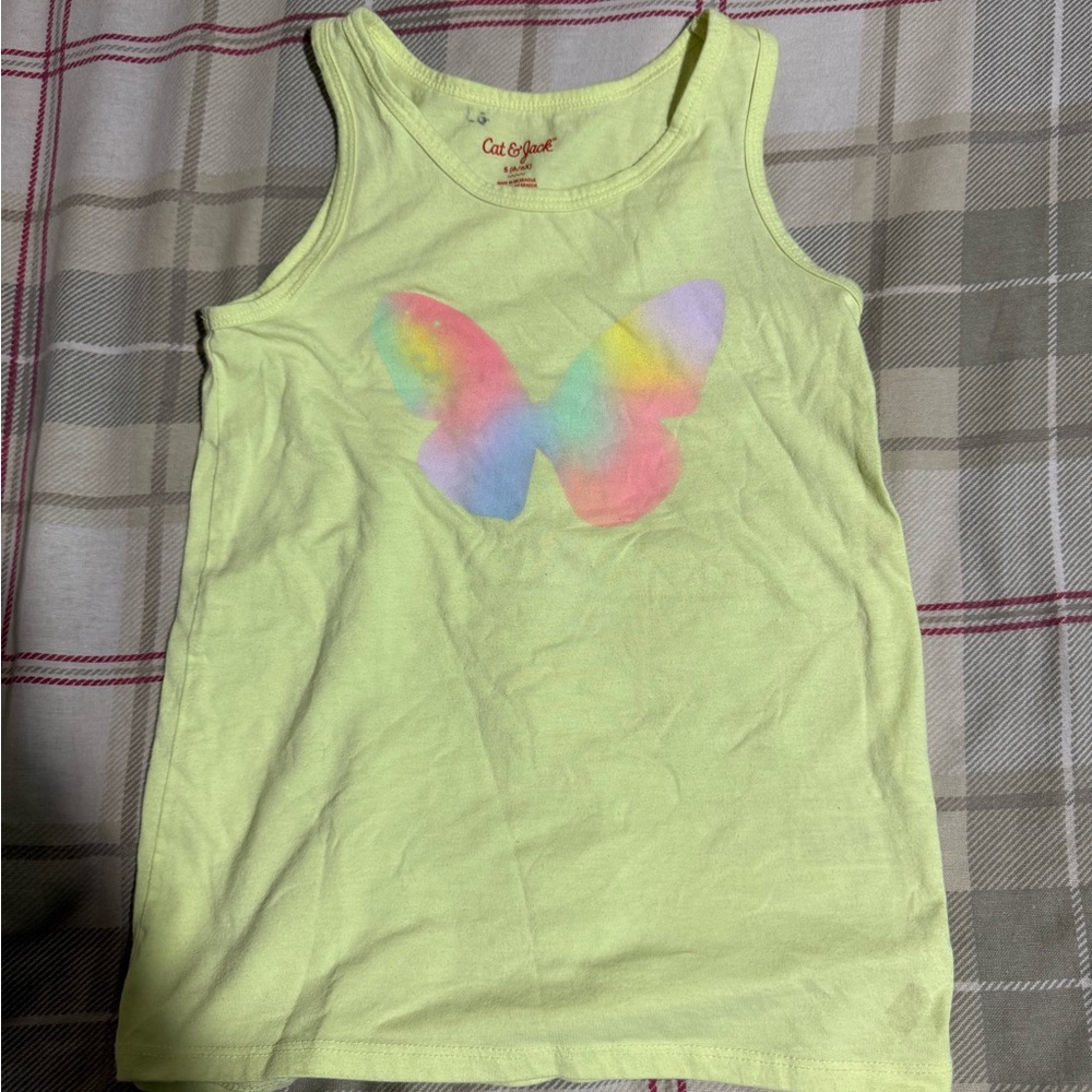 Cat & Jack Neon Tank Top with Rainbow Butterfly